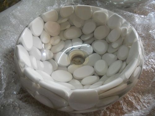 Exported Of supper shinny hand Polish Pebble Sink and stone pebbles sing