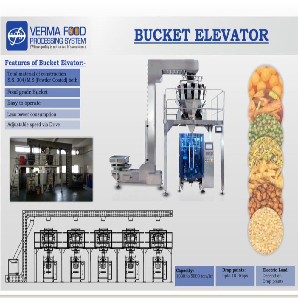 Food Grade Bucket Elevator - Stainless Steel, Standard Size | High Standard Pneumatic System, Corrosion Resistant, Energy Efficient, Fast and Smooth Operation