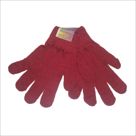 Woolen Red Knitted Hand Gloves