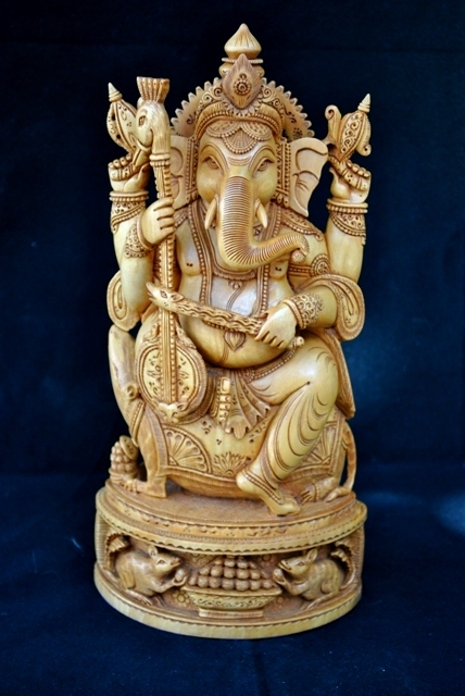 Wooden music ganesh