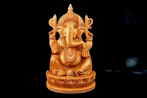 Wooden ganesh with base