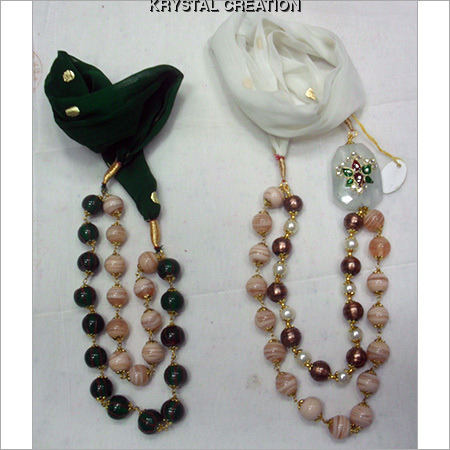 Glass Beads Necklace Set - Glass Beads 16 Inch, Red | Elegant Design, Metal Pendant, Matching Earrings, Ethnic Look