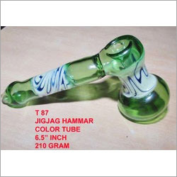 Sherlock Hammer Bubbler - Glass, 6.5 Inch, Green Zig-Zag | Durable, Fine Finish, Robust Structure, Long Lasting