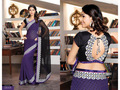 Black and Purple Bemberg Faux Georgette Saree