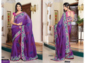Purple China Silk Saree with Blouse