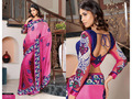  Shaded Pink Bemberg Faux Georgette Saree with Blouse