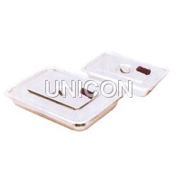 Instrument Tray (S.S) - Stainless Steel, Variable Dimensions | Durable, Polished Finish, Attached Lid, Easy Cleaning, Sterilizable, Secure Lid