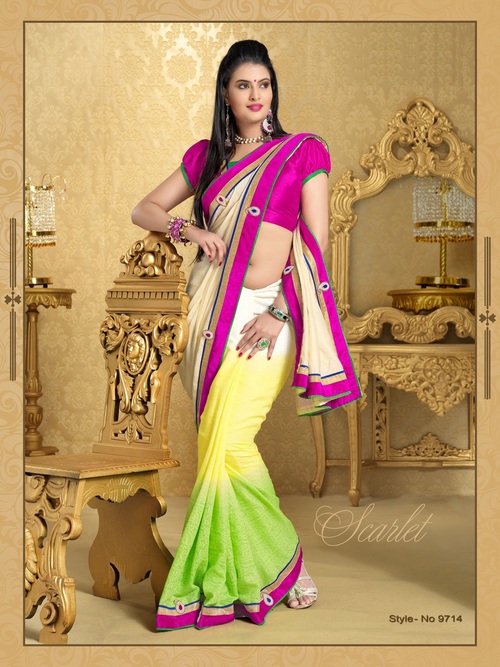 Designer Net Embroidered Sarees