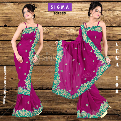 Cord Embroidery Sarees - Soft Silk 5.5 Yards, Magenta | Elegant Design, Cord Embroidery, Exclusive Patterns