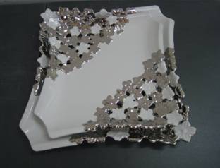 Ceramic Square Plate - Variable Sizes, White Ceramic | Elegant Glazed Finish, Decorative Accents, Durable Material