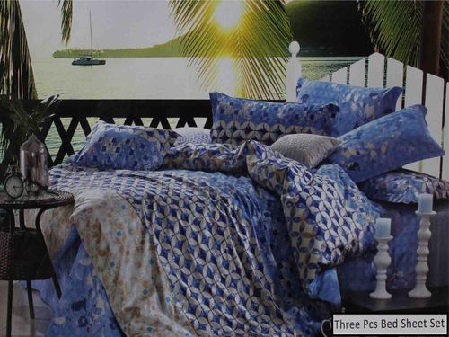 Light blue Digital printed bedsheet