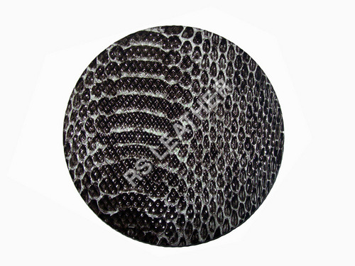 Leather Coaster - Brown Leatherette 4x4 Round Design | Python Print for Enhanced Aesthetic and Durability