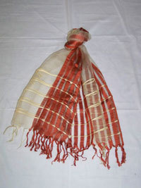 Scarves - Silk Blend, 70x180 cm, Orange | Soft Texture, Elegant Style, Hand-Knotted Fringe