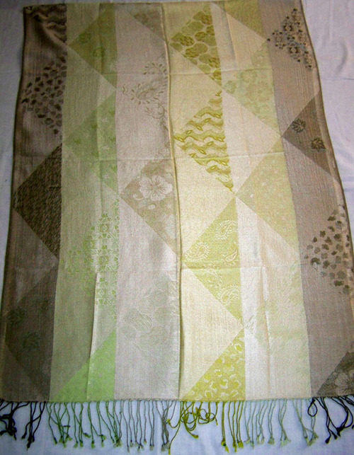 Shawl - Silk Blend, 70x180 cm, Green | Soft Texture, Stylish Design, Lightweight, Fringe Detail