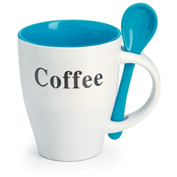promotional ceramic mug with spoon