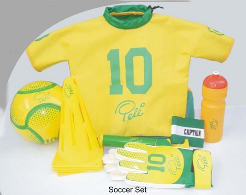 Cheap Soccer Ball Regular Sets - Polyester Bag, Size 5 Yellow Ball, PVC Gloves, Plastic Cones, Hand Pump, Youth Training