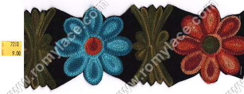 Thread Embroidered Laces - Thread, Varied Dimensions, Blue | Mesmerizing Pattern, Colorfastness, Shrink Resistance