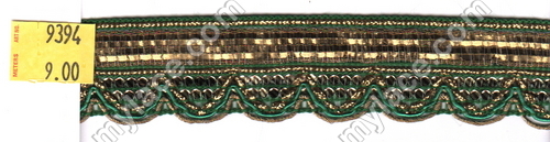 Fancy Laces & Trimmings - Polyester, 10m Length, Green, 3cm Width | Floral Pattern, Scalloped Finish, Elegant Design, Durable Material