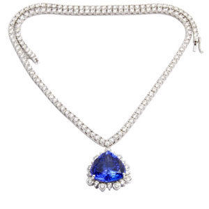 Real Diamond Tanzanite Heavy Necklace For Party