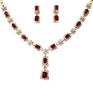 Indian Ruby Necklace Earrings For Export