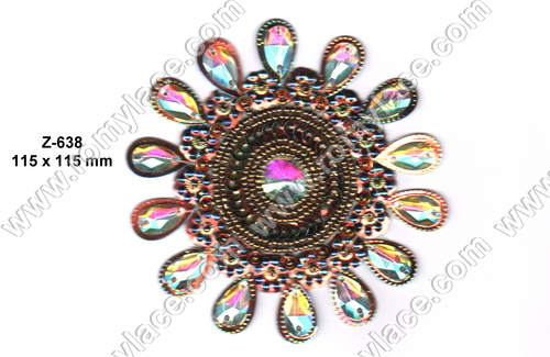 Patches - Fabric Rhinestone, 115x115 mm, Circular | Iron-On Attachment, Embroidered, Durable, Customizable, Eye-Catching Design