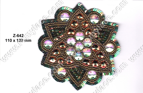 Patches - Beads & Fabric, 130 x 120 mm, Black Floral Design | Attractive, Customizable, Durable, Eye-catching, Versatile