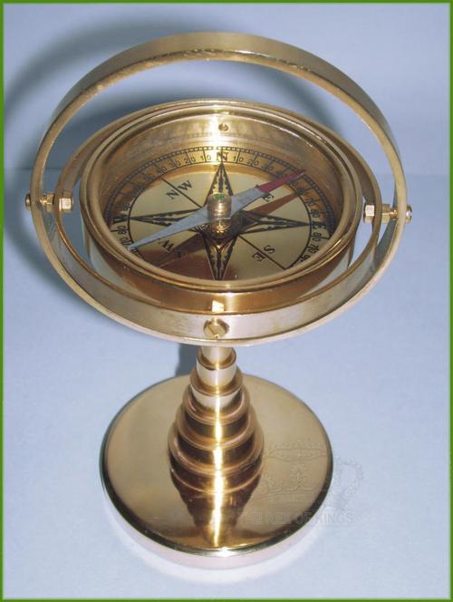 Solid Brass Gimbaled Desk﻿ Compass 