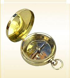 Pocket Compass, Brass Dial 