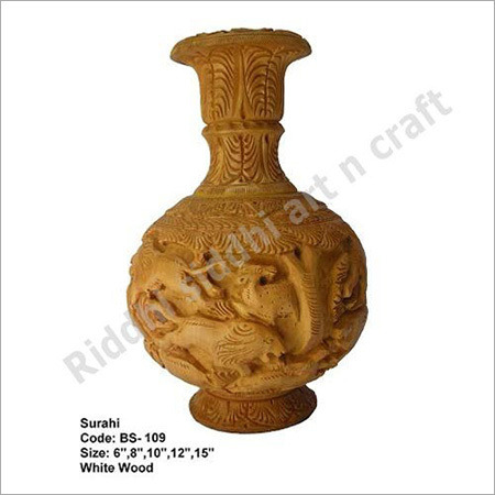 Surahi - Wooden Flower Pot - Color: Brown