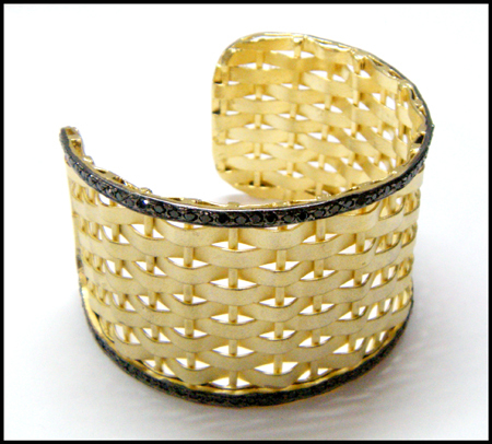 Filigree Cuff - Gold Plated, 60x50 mm, Black Rhodium Border | Elegant Mughal Style, Versatile Design