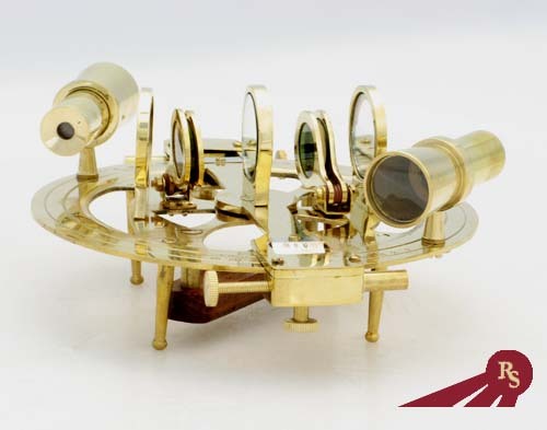 Round Nautical Sextant with Wooden Box 8