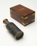 Brass Spyglass Telescope with Antique Finish & Nautical Wooden Box