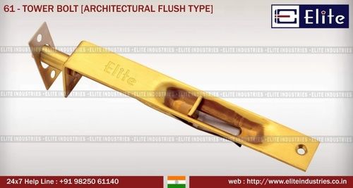 Tower Bolt Architectural Fluse Type - Pure Solid Brass, Life Long Lasting Quality, Elegant Decorative Finishes