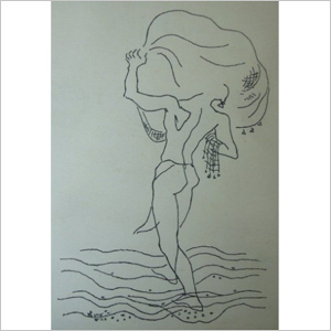 Lady Art painting By Hebbar
