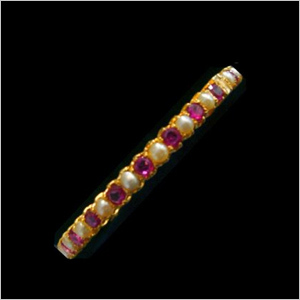 Pearl & Rubies Gold Bangles