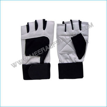 Best Quality Weightlifting Gloves - Goat Skin Palm, One Size, White | Wrist Strap, Foam Padded Palm, Double Stitched, Enhanced Grip