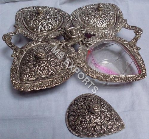 white metal bowl for with lid