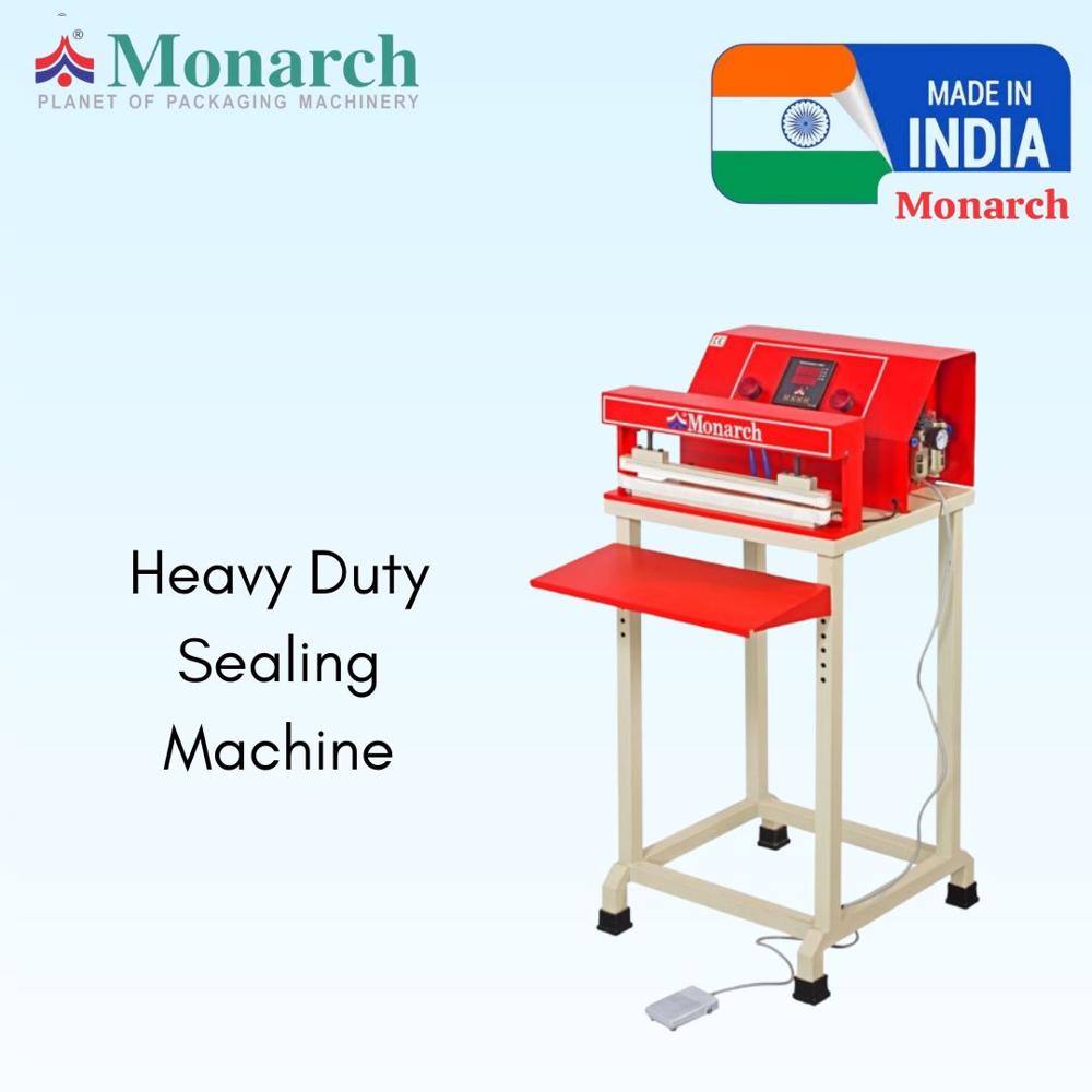 Pneumatic Paddle Sealer - 46 x 32 x 54 Inches, 240 Volt Electric Power, Foot Operated Switch, Red and White Color, Sealing Length of 16 mm, Ideal for Packaging Various Food Products