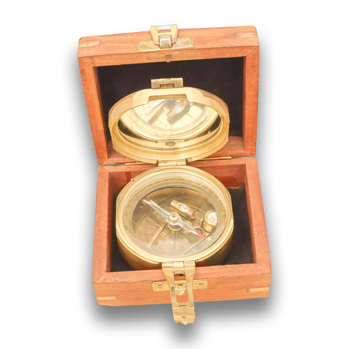 Handmade Nautical Brass Brunton Level Compass With Box