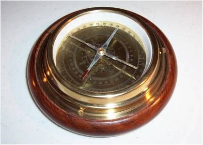 Handmade Wooden Base Brass Directional Compass