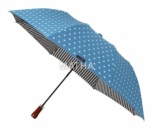 Stylish Umbrella - Polyester & Metal, 98cm Diameter, Blue | Water Resistant, UV Protection, Wind Resistant, Wood Handle