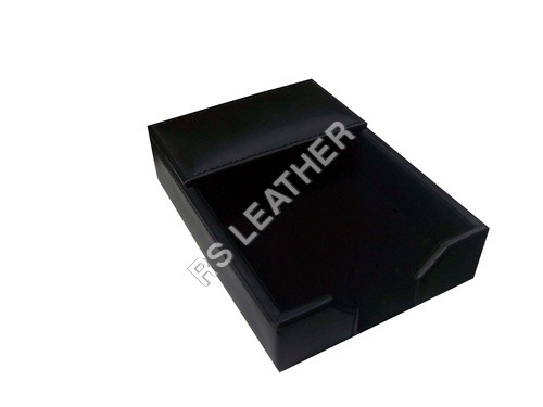 black bonded  leather 4x6 memo holder