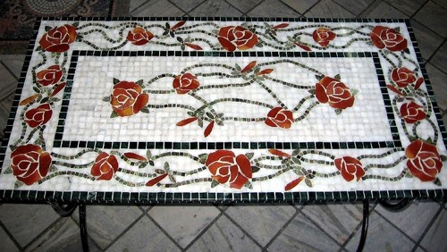 Rectangular Marble Mosaic Table Tops