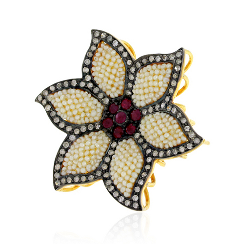 Pave Diamond Gemstone Ring Jewelry