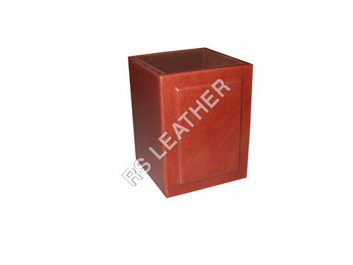Leather Pen Holder - Leather Material, Brown Color | Elegant Design for Office Organization and Desk Charm