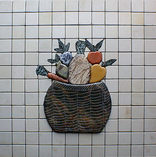 Dark Green Mosaic Fruit Basket TIle