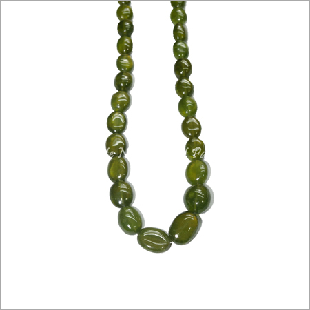 Vesonite Gemstone Jewelry - Polished Oval Vesonite, 18-24 Inches, Green | Elegant Design, Captivating Patterns, Customizable