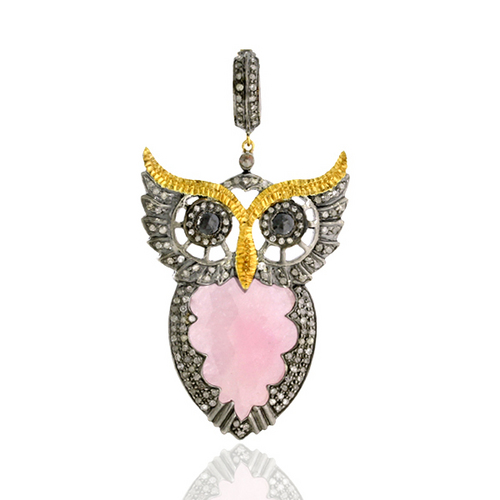 18k Gold Owl Charm Pendant Jewelry