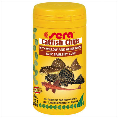 Sera Catfish Chips - Willow & Alder Wood, 100ml, Yellow | Sustained Feeding, Natural Ingredients, Compact Structure