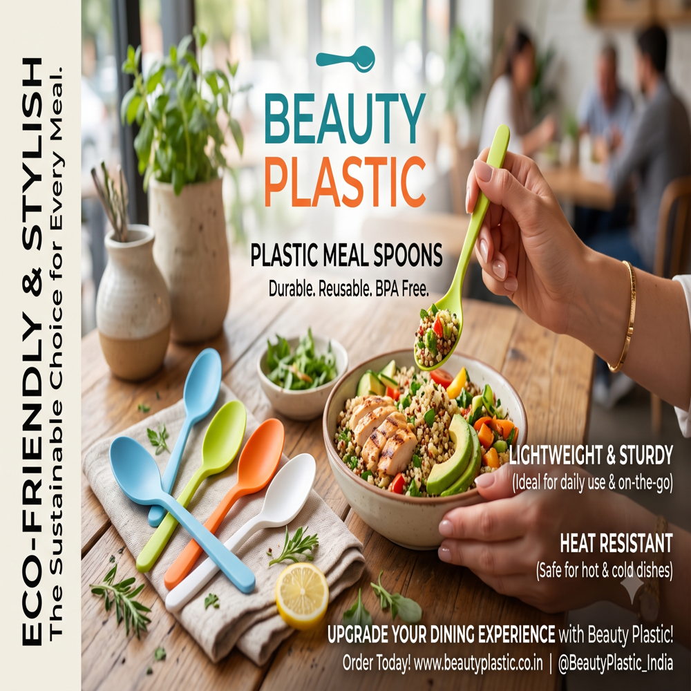 Plastic Meal Spoon - Polypropylene Standard 16cm White | Ergonomic Design BPA Free Recyclable Dishwasher Safe